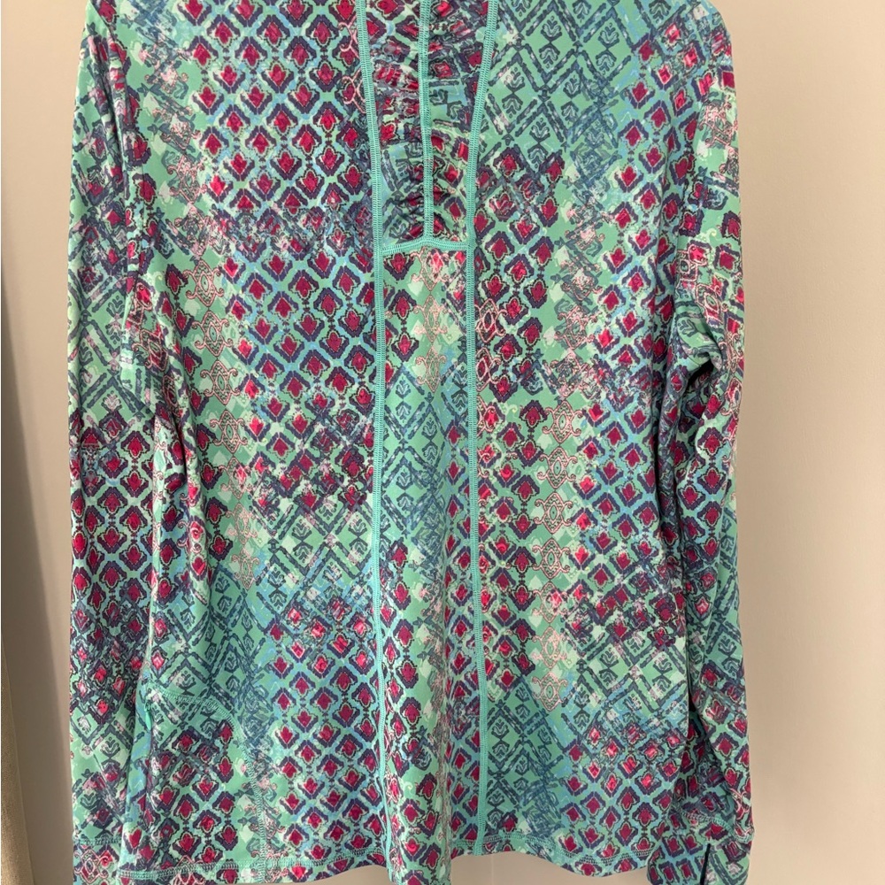 Title Nine Grace Long Sleeve Performance Top - Geo Diamond Print - Size L - Picture 5 of 9
